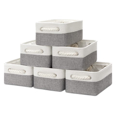 Bidtakay small baskets 6-pack folded-flat demonstrate space-saving storage on shelves.