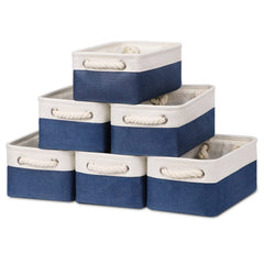 Bidtakay small canvas storage baskets with handles organized on a shelf for easy access