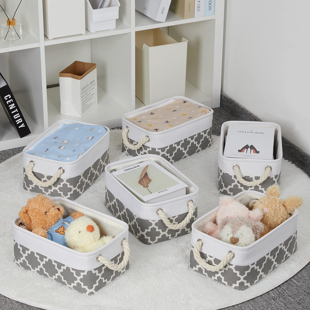 Bidtakay small storage basket with cotton rope handles for easy lifting