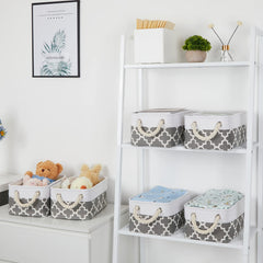 Bidtakay small storage basket standing upright showcases durable canvas with a stylish pattern