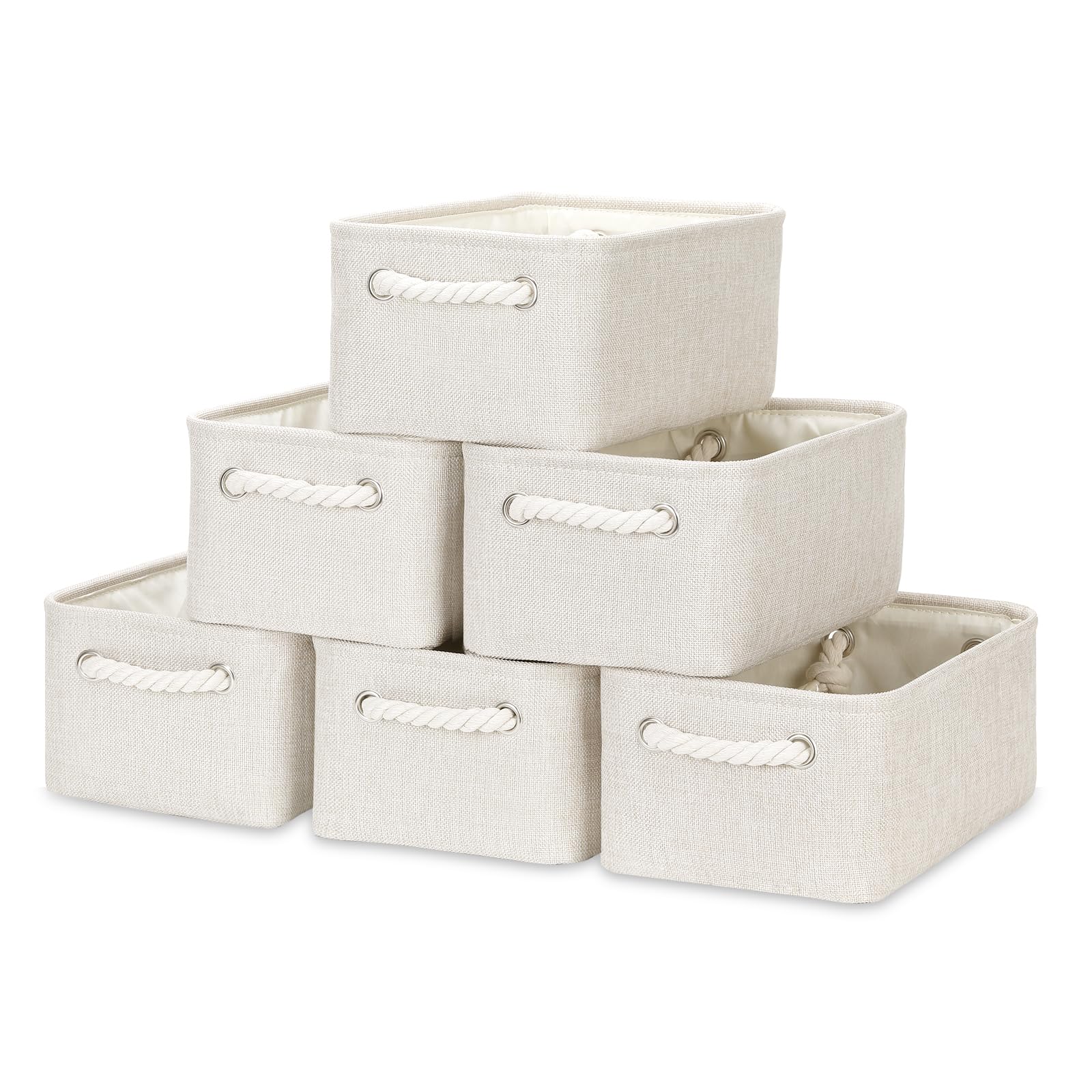 Bidtakay beige fabric storage basket close-up highlighting durable closet organization.