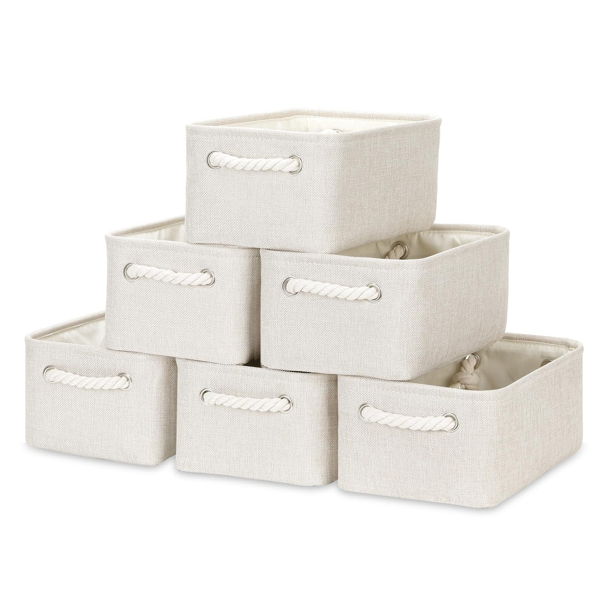 Bidtakay beige fabric storage basket close-up highlighting durable closet organization.