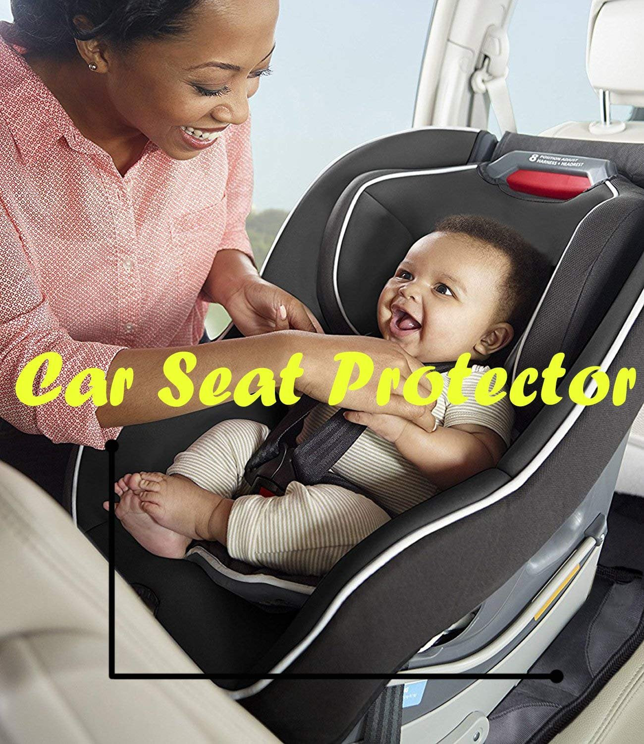 Big Ant car seat protector with latch-cutouts aligning anchors for wide compatibility