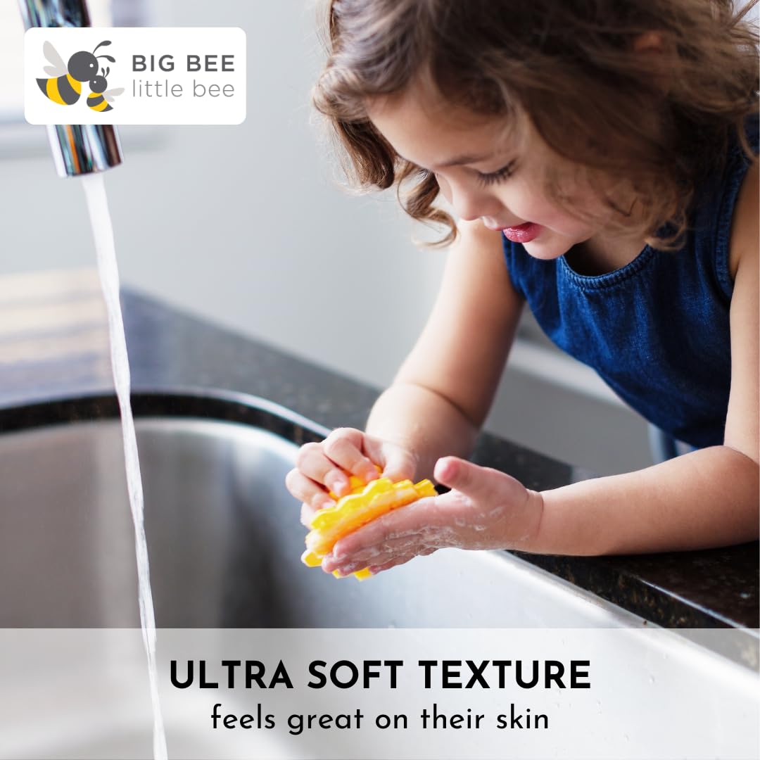 Big Bee, Little Bee toddler bath time supports independent cleaning with textured grip.