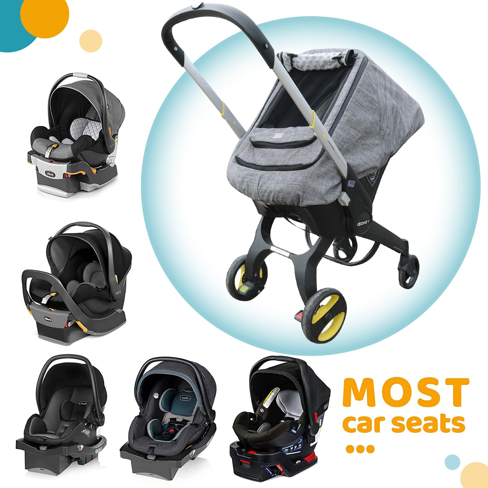 BigHippo gray melange cover fits Doona and most car seats.