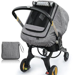 BigHippo waterproof baby car seat cover in gray melange front view offers all-weather protection.