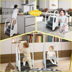 Bigou toddler step stool adjustable height enables growing kids to reach sinks.