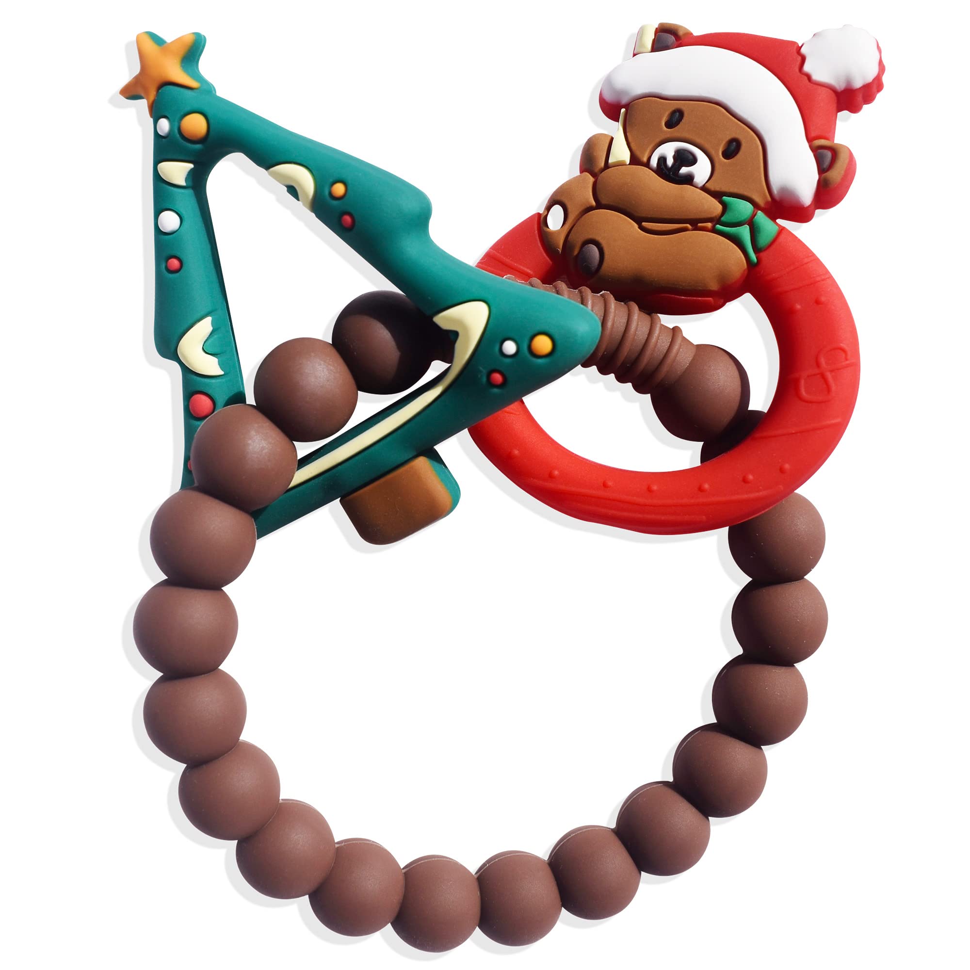 BIGSPINACH baby's first christmas teether tree soothing gums