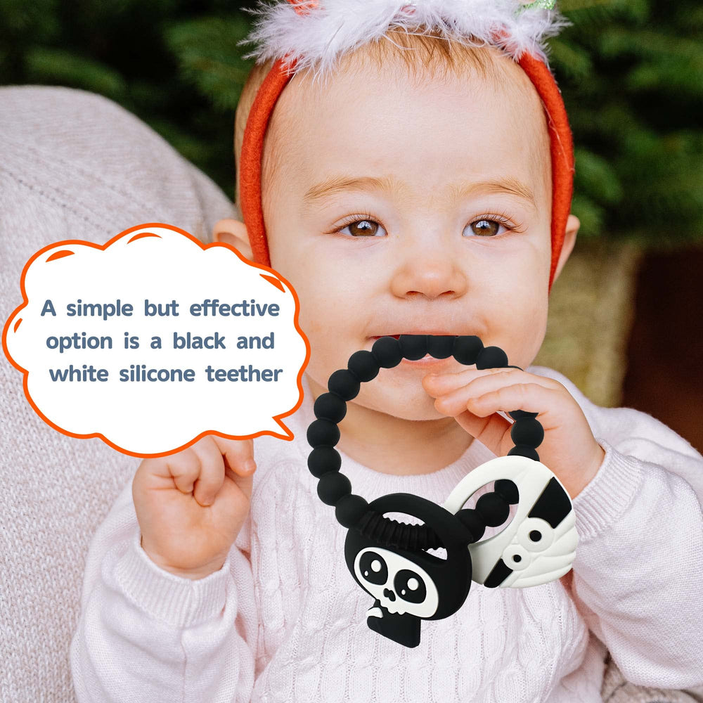 BIGSPINACH goth teether packaging display highlights safe materials and modern design