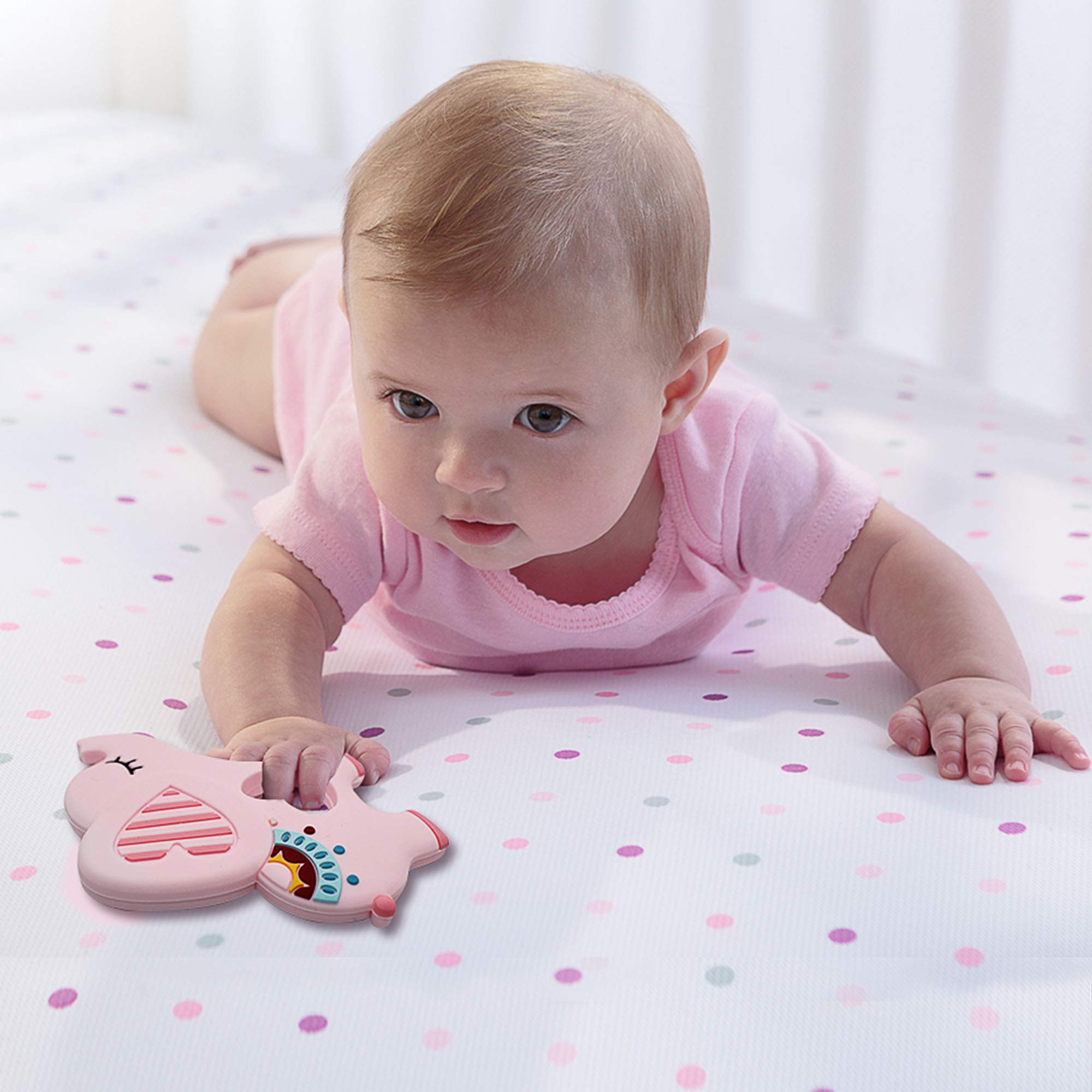 Bigspinach bright colors elephant teether engages babies during teething