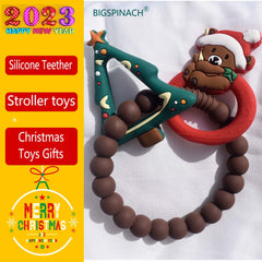 BIGSPINACH christmas bear rattle held by baby during play