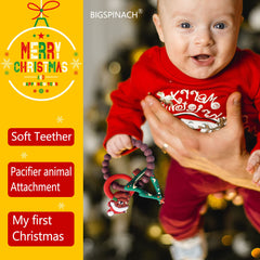 BIGSPINACH christmas tree teether closeup soft silicone texture