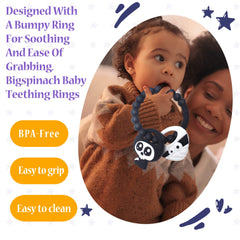 BIGSPINACH halloween teether textured rings close-up showing bumpy ring