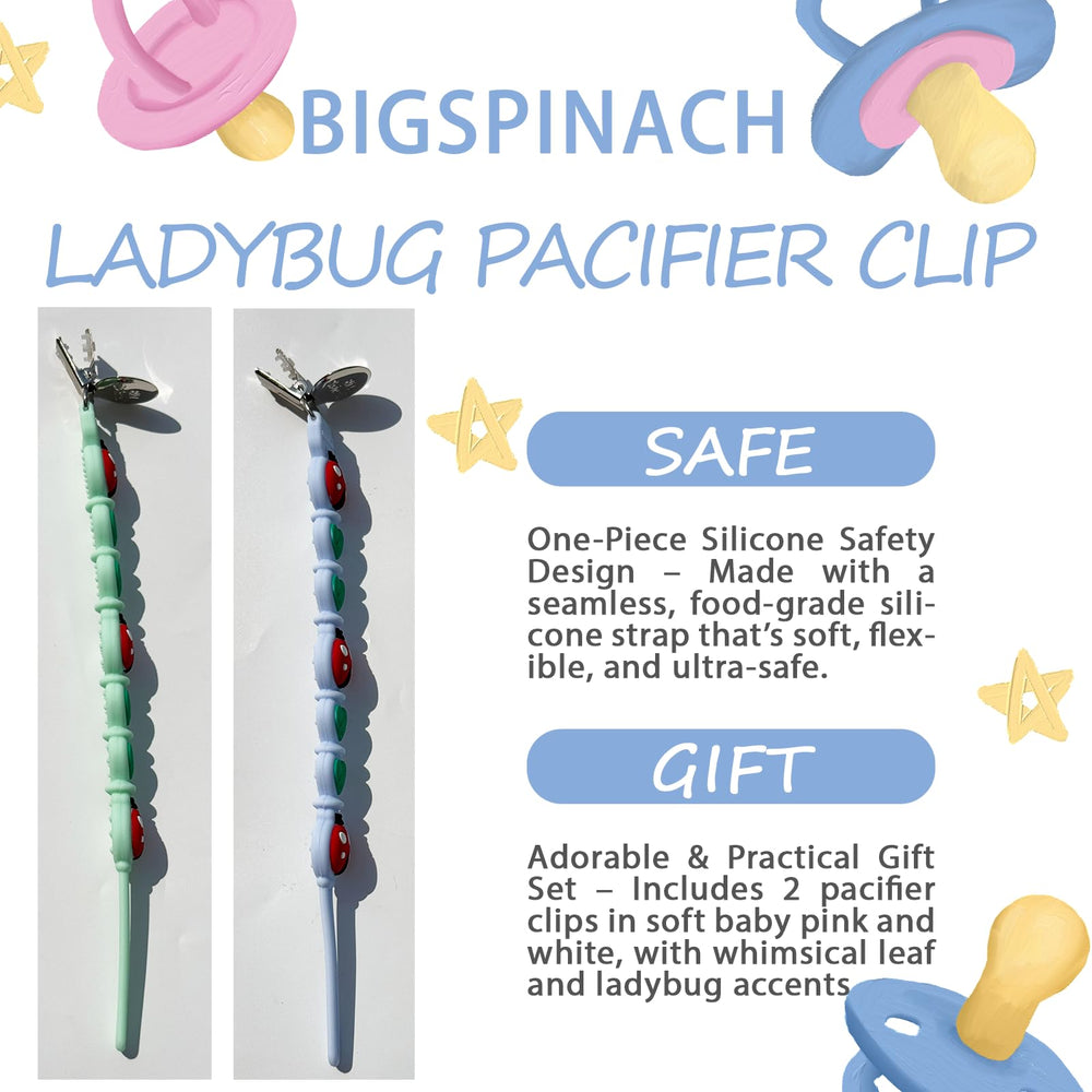 BIGSPINACH clip versatile for pacifiers, teethers, and toys during outings.
