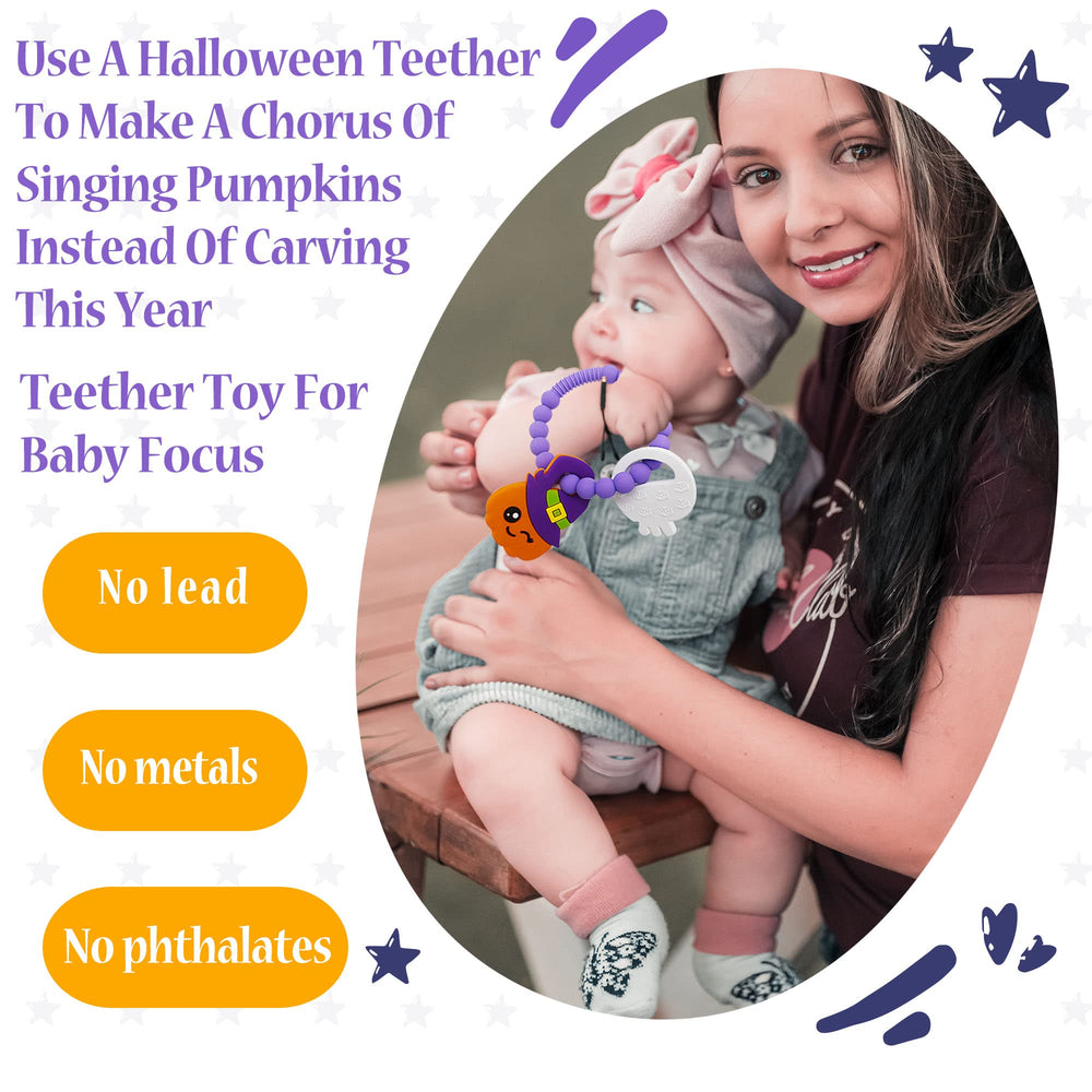 Big Spinach pumpkin teether blind-box view hints at Halloween-themed sensory play.