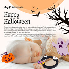 BIGSPINACH Gothic teether ring supports curious little hands and fine motor skills.
