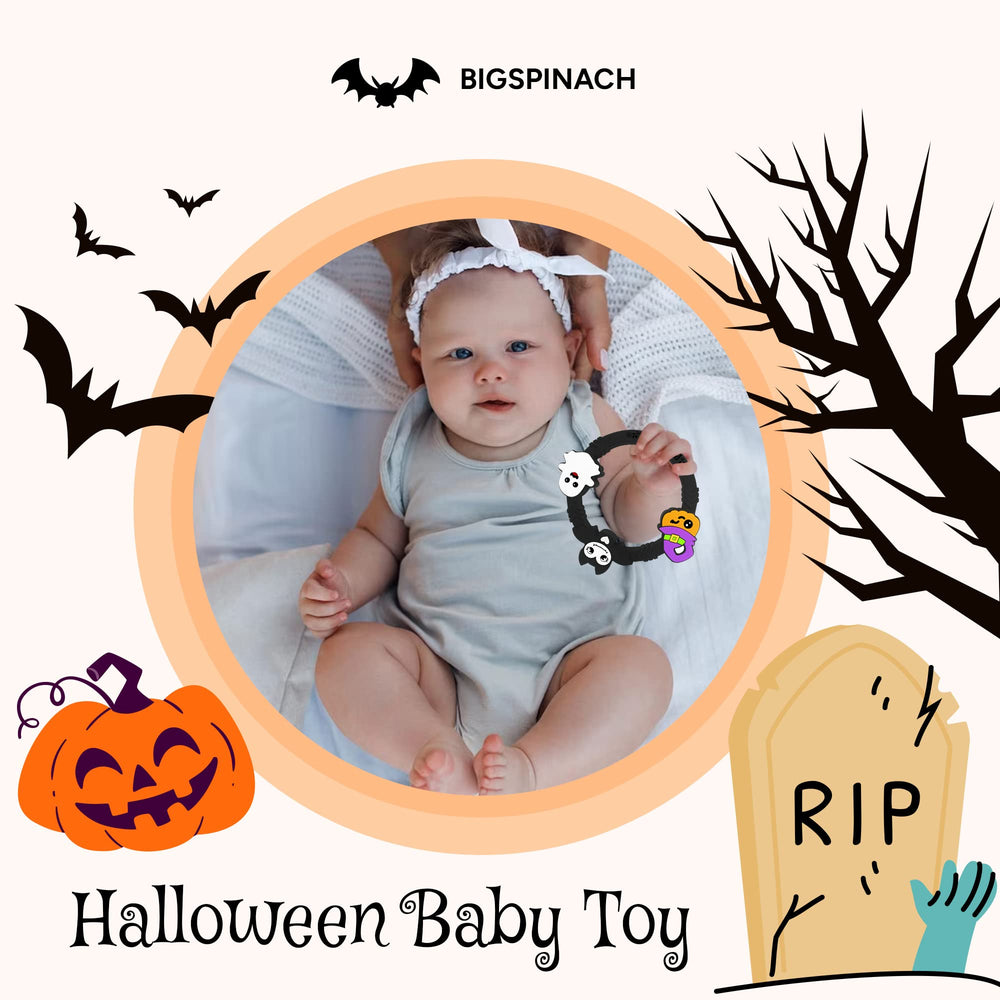 BIGSPINACH Halloween teether adds fun during daily routines and playtime.