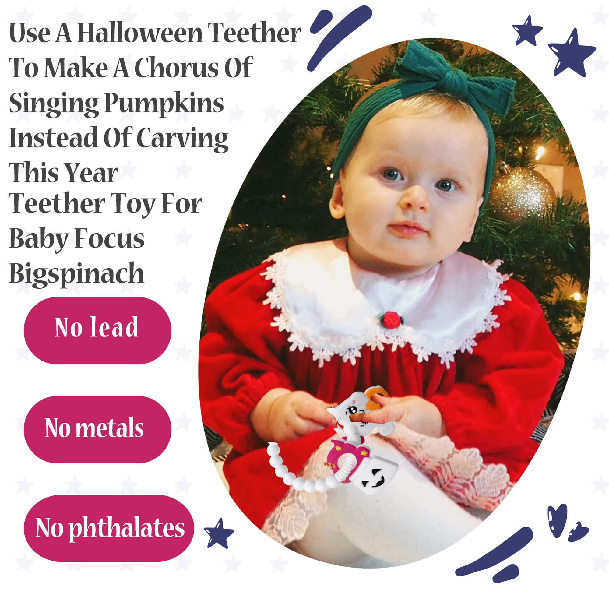 BIGSPINACH teether setup on mobile or play area for quiet time