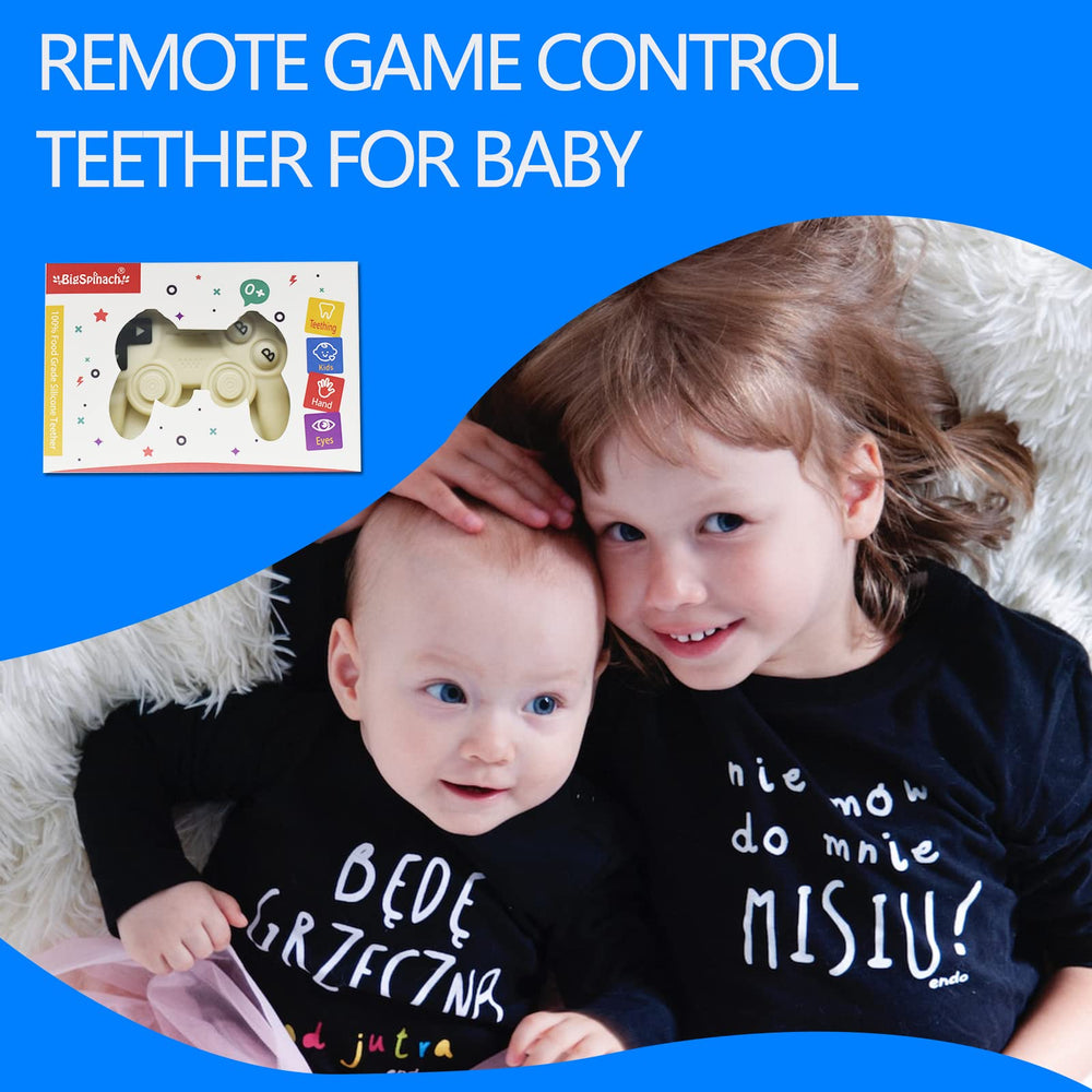 BIGSPINACH valentines-day-baby-teether shows a white silicone remote teether suitable for gifting.