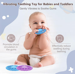 BIKCANP vibrating sensory chew toy blue closeup highlights safe silicone and soothing vibrations