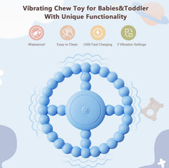 BIKCANP vibrating sensory chew toy blue side view for on the go sensory exploration