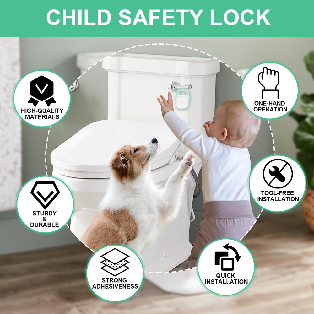 BiKontrun toilet lock one-handed-operation enables easy adult access while kids play.