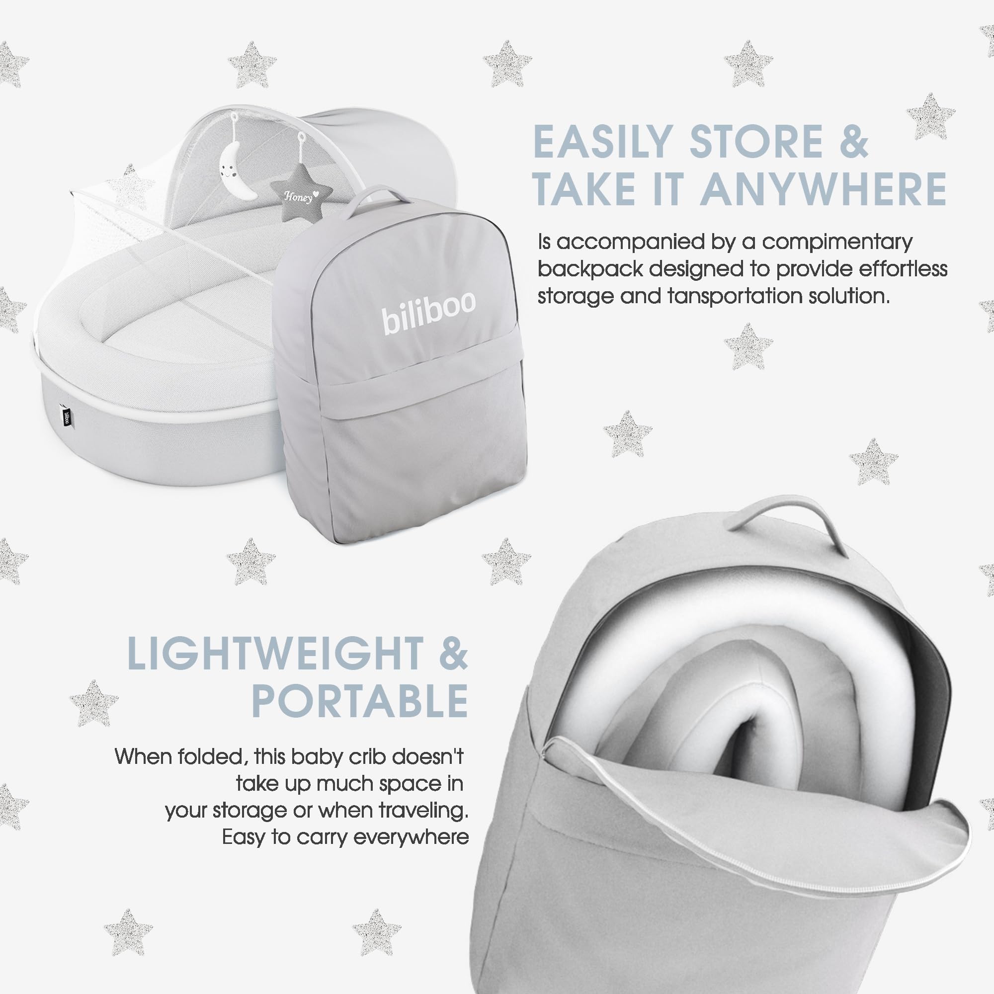 Biliboo lounger includes two toys to engage baby during supervised rest.