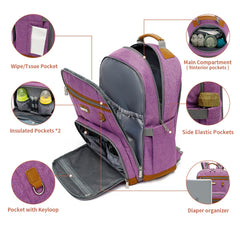Billiton Mashi diaper backpack open to reveal organized compartments