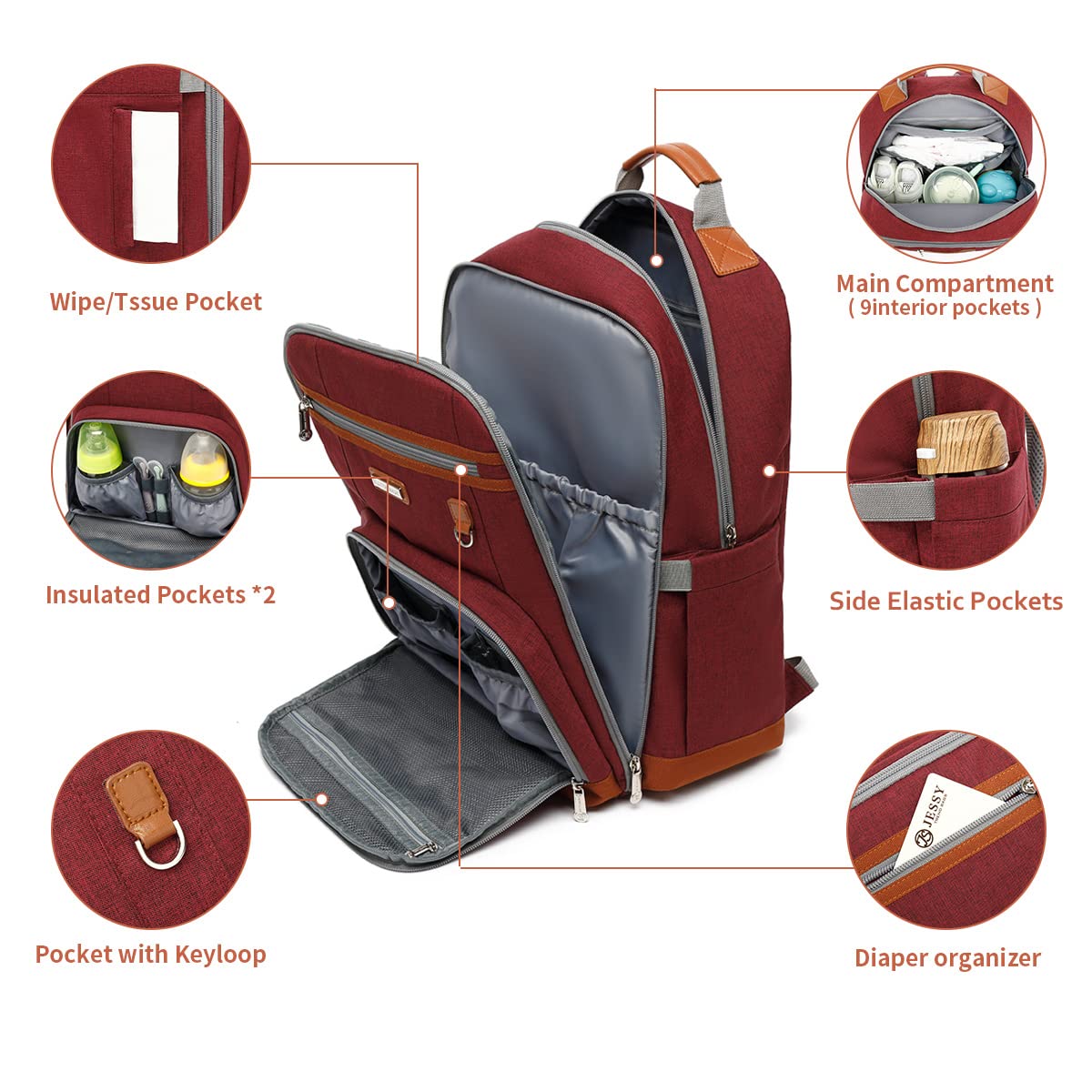 BILLITON MASHI diaper bag backpack includes removable changing pad for on-the-go changes.