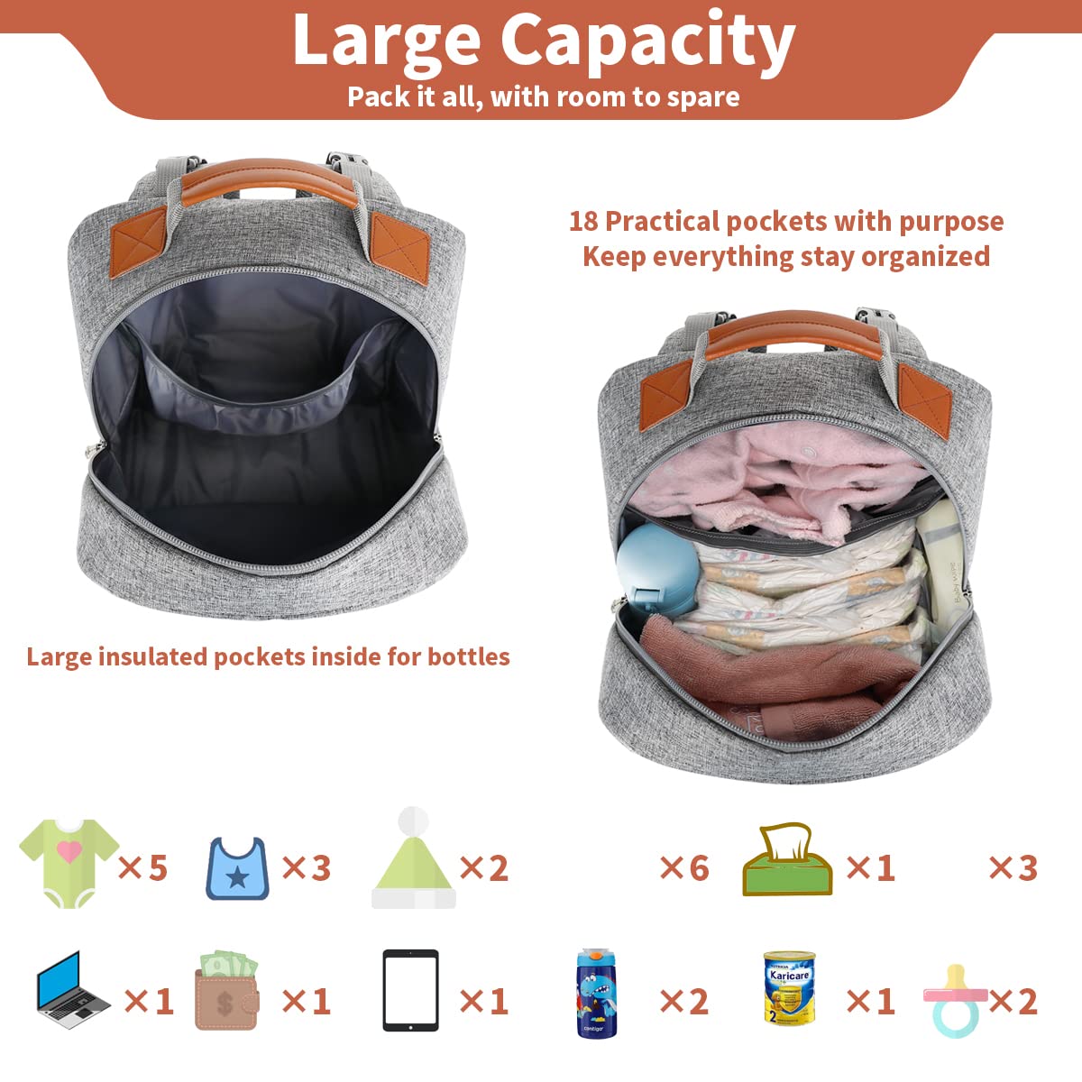 BILLITON MASHI stroller straps secure the bag on a stroll or trip.