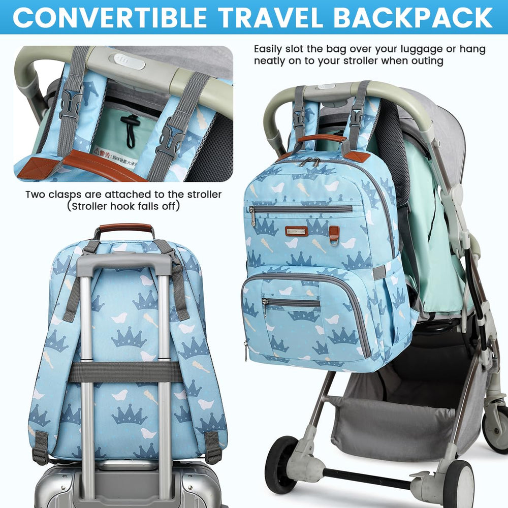 Billiton Mashi diaper bag backpack interior shows ten pockets for organization