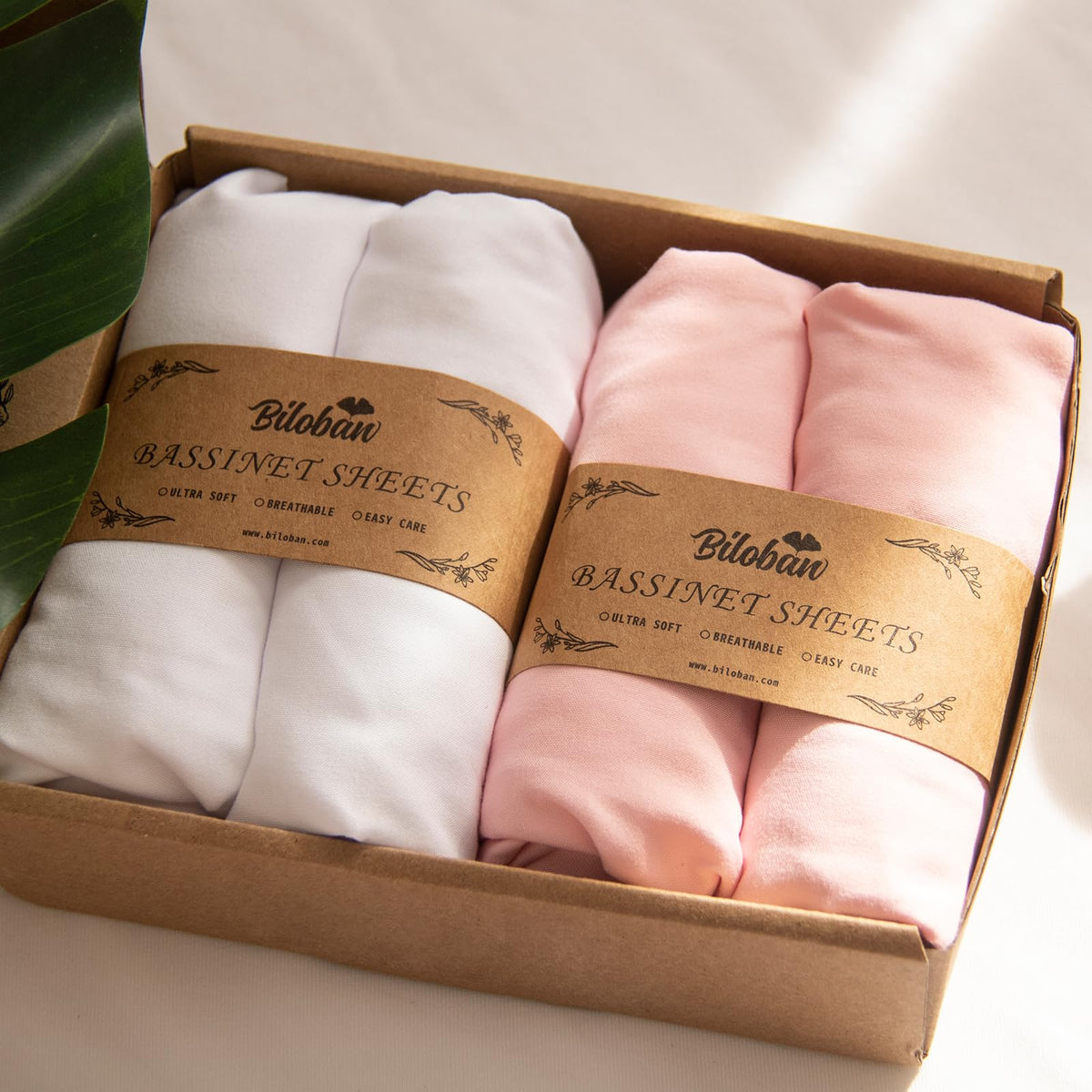 Biloban baby bassinet sheets 4-pack for SNOO compatibility with secure fit