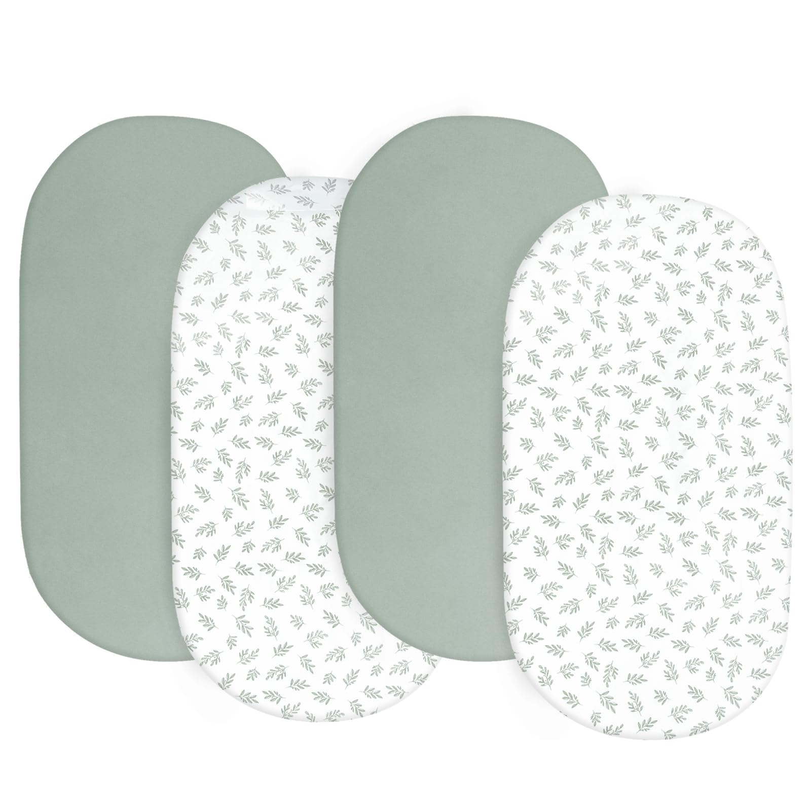 Biloban baby bassinet sheets green pack front view with ultra-soft microfiber for baby comfort