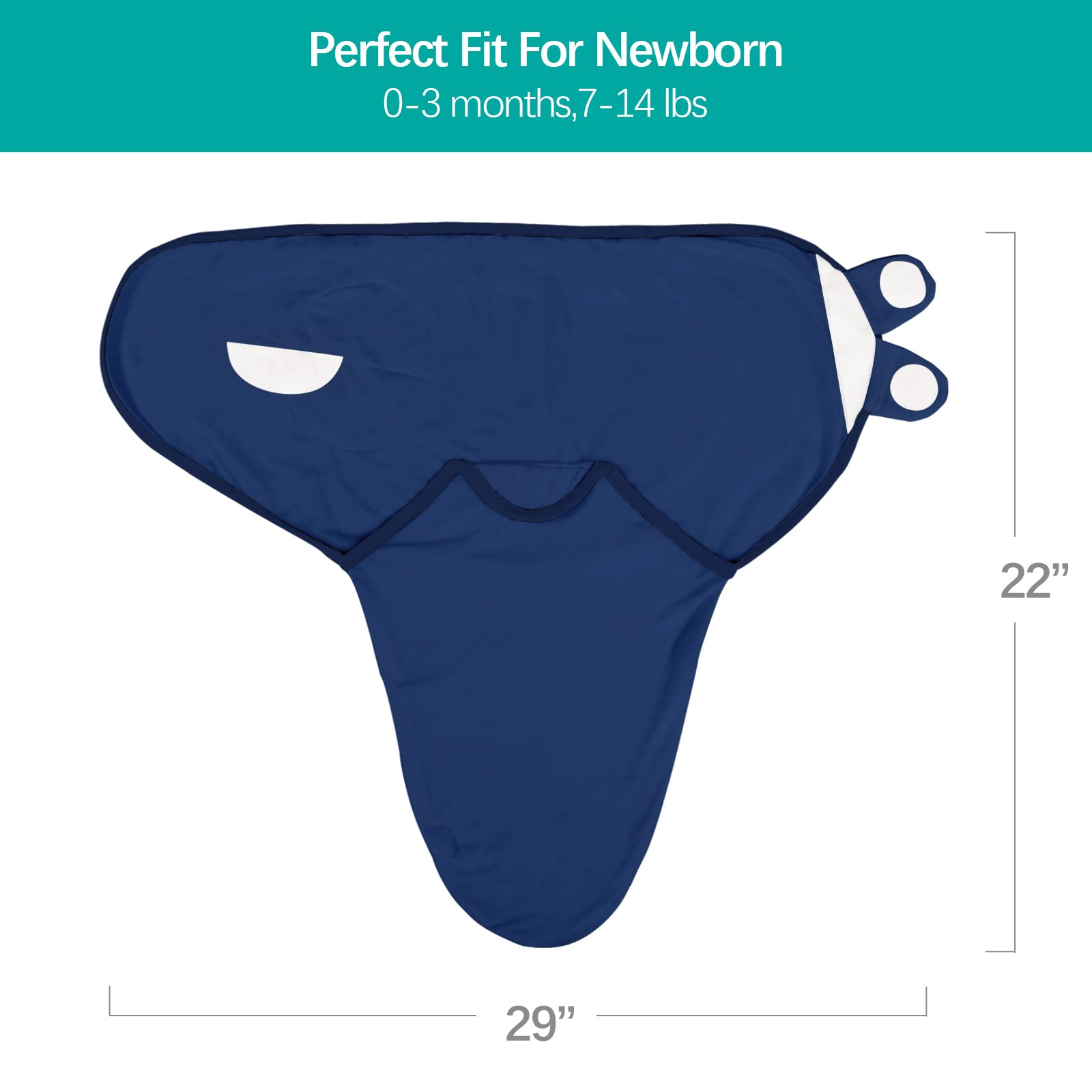 Biloban baby swaddle wrapped on infant for secure, calm sleep.