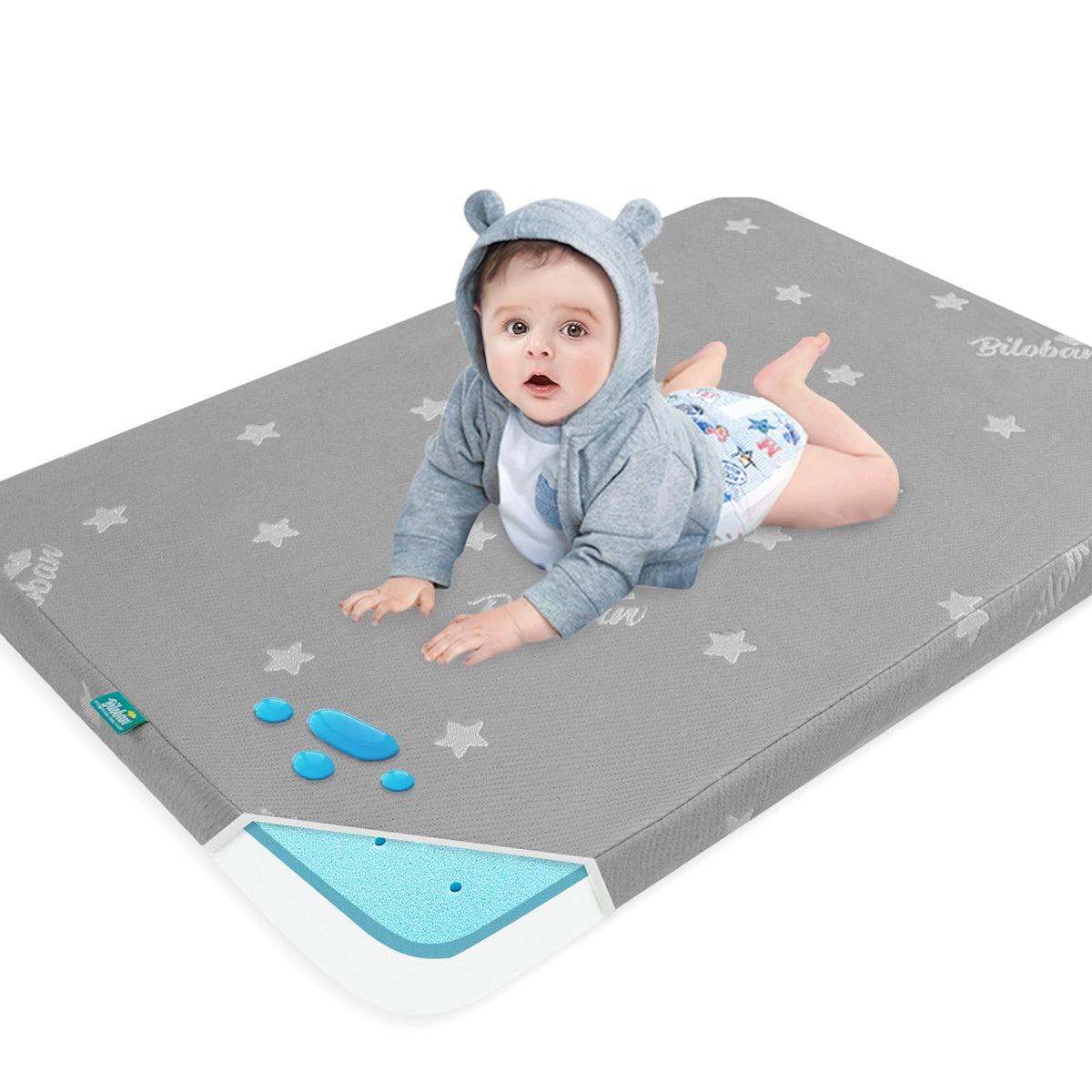 Biloban bassinet mattress pad 25x36 surface delivers breathable comfort for peaceful baby sleep.
