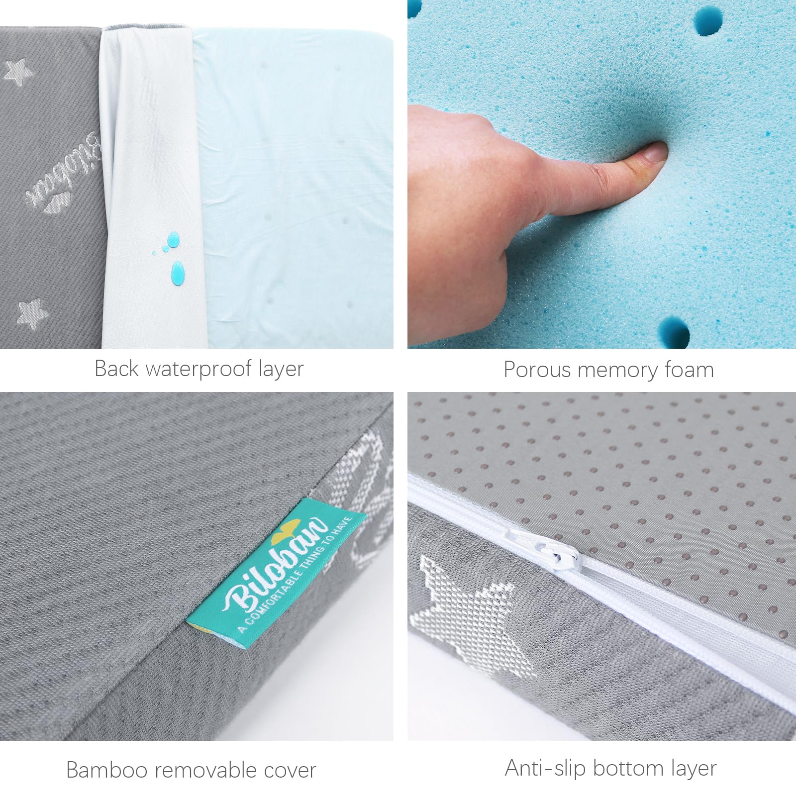 Biloban bassinet removable-cover keeps cleaning quick with easy on-off access.