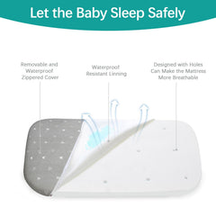 Biloban mattress pad removable cover with waterproof lining protects mattress from spills