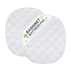 Biloban bassinet protector demonstrates fit on 21x24 with elastic edge for snug sleep