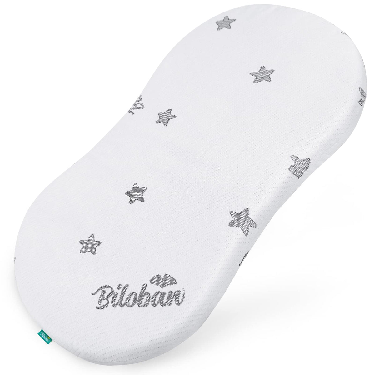 Biloban bassinet mattress pad with 18x30 cover for a snug, safer sleep