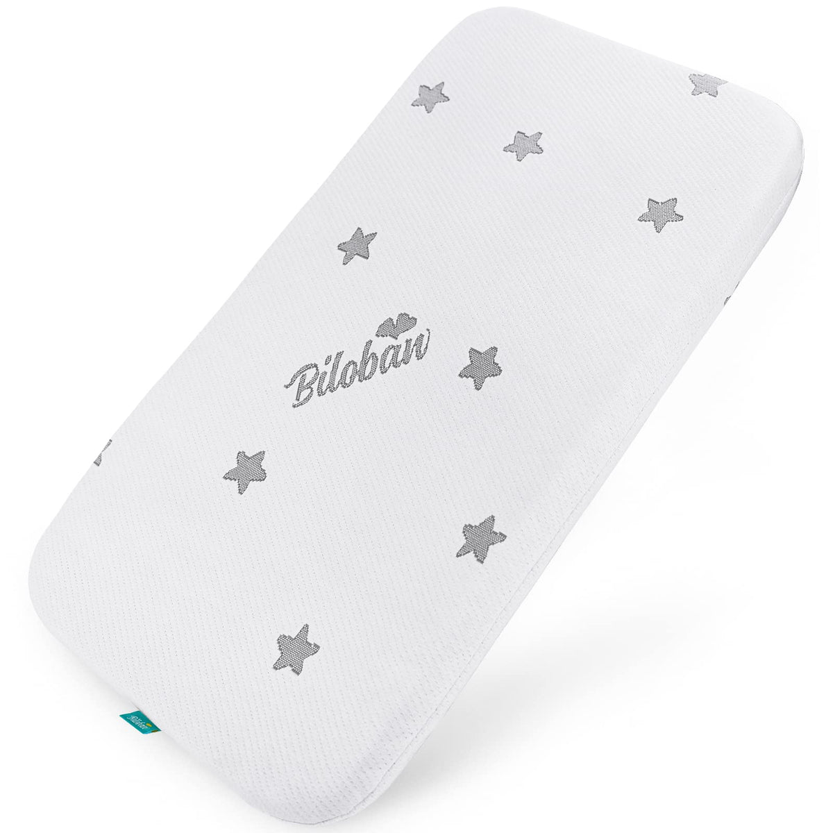 Biloban bassinet pad 32x16 fit close-up shows soft jacquard surface for baby comfort