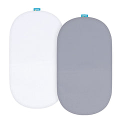 Biloban bassinet sheets 2-pack closeup shows ultra-soft microfiber for gentle baby sleep comfort