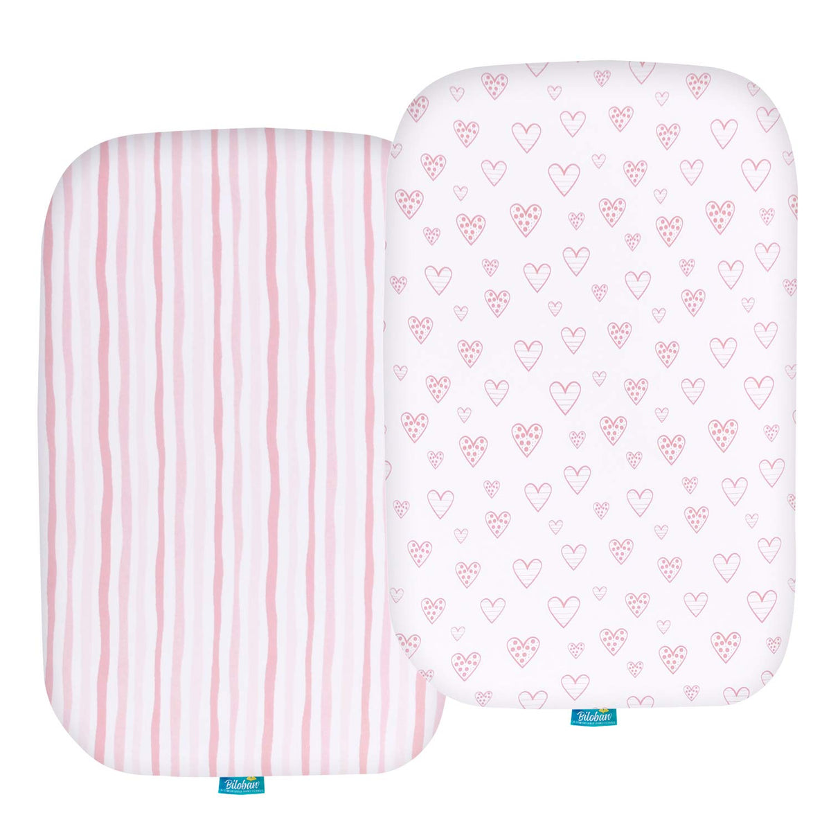 Biloban bassinet sheets compatible with Angelbliss in pink print, snug fit for comfy naps