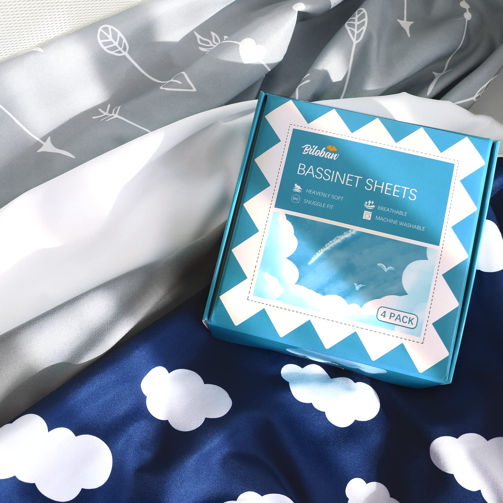 Biloban bassinet sheets featuring baby-skin-friendly texture and breathable fabric