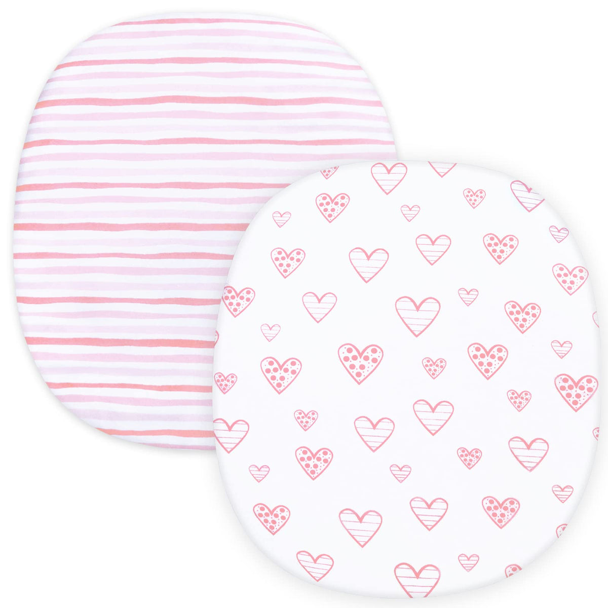 Biloban bassinet sheets pink pack showing soft jersey-knit fabric for delicate skin