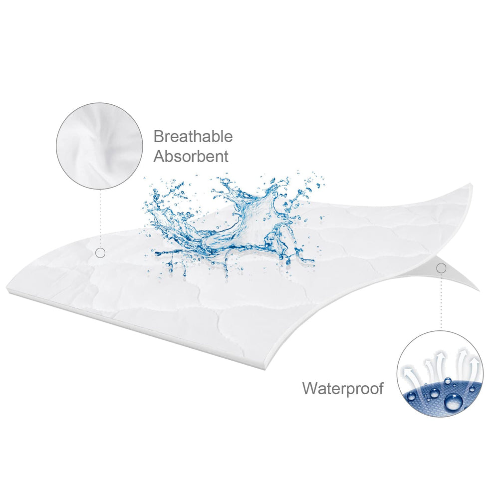 Biloban bassinet waterproof backing layer close-up demonstrates spill protection for night-time use