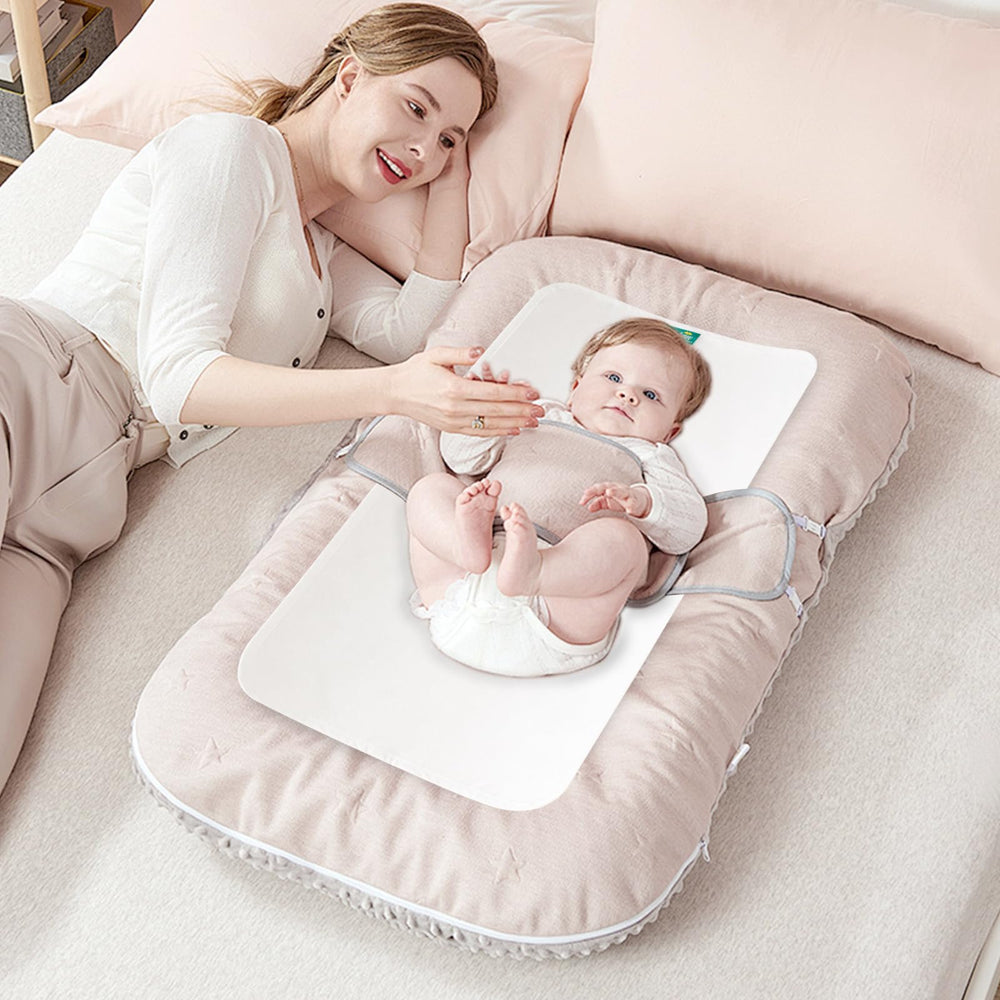 Biloban changing pad liner multiuse design fits tables, strollers, car seats.