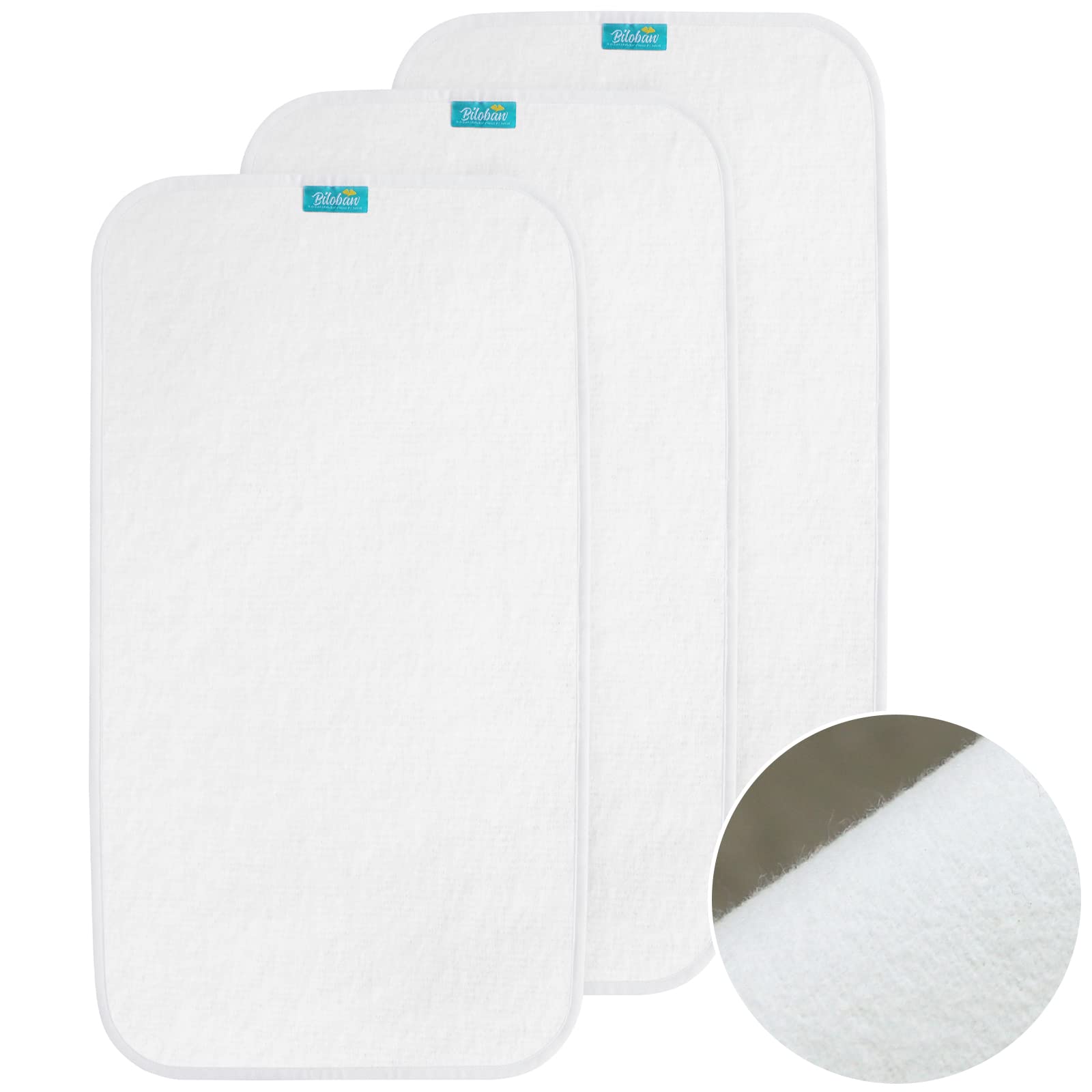 Biloban changing pad liners top view showing waterproof surface for easy cleanup
