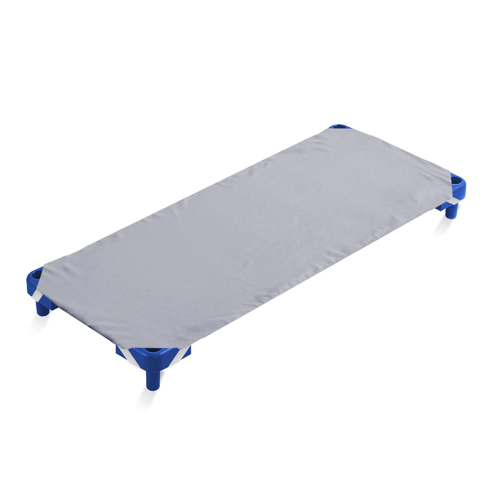 Biloban cot-sheet elastic-straps close-up showing sturdy hold during naptime.