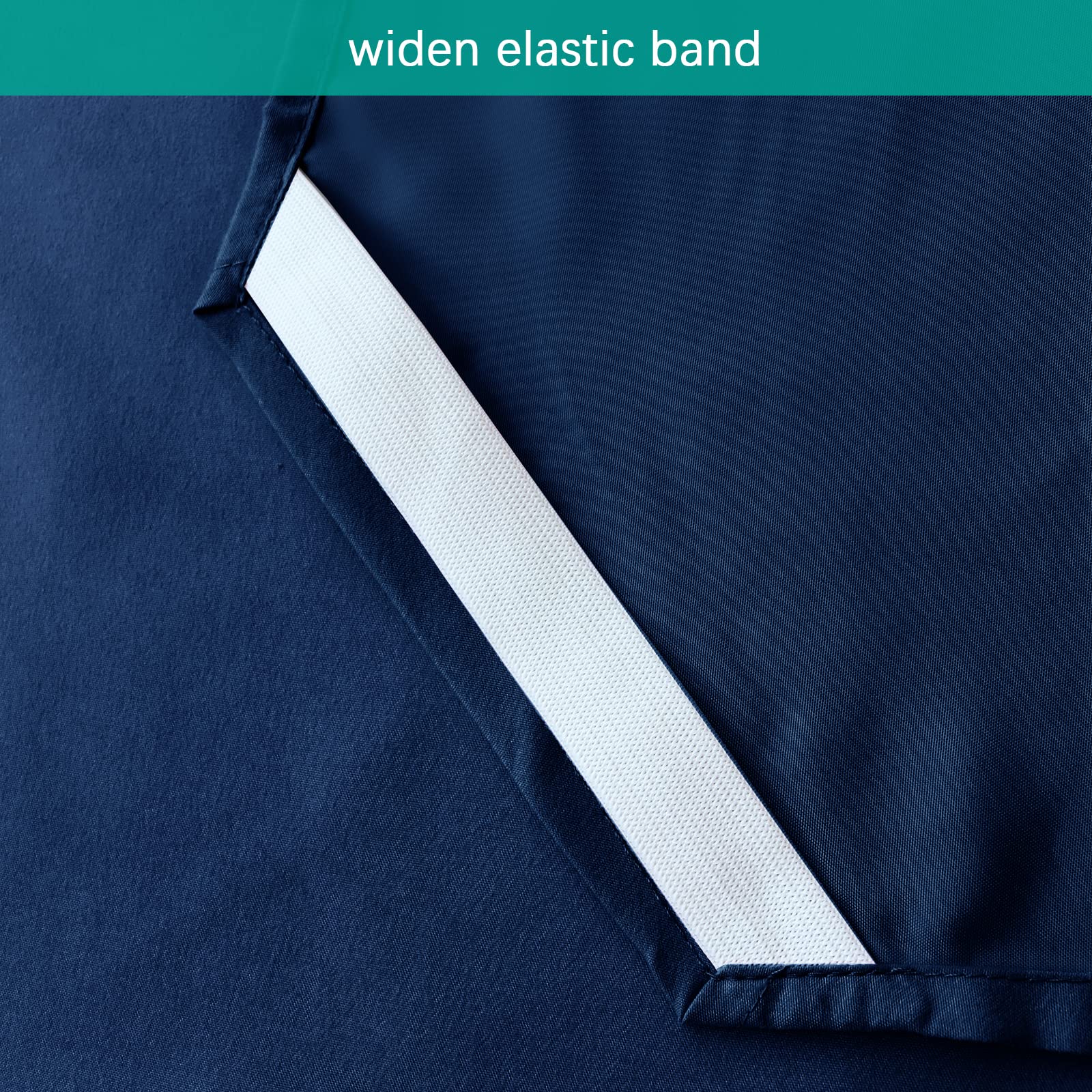 Biloban cot sheet navy breathable microfiber close-up emphasizing texture and breathability