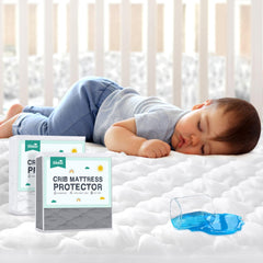 Biloban crib mattress protector pack setup shows easy-fit design for busy parents.